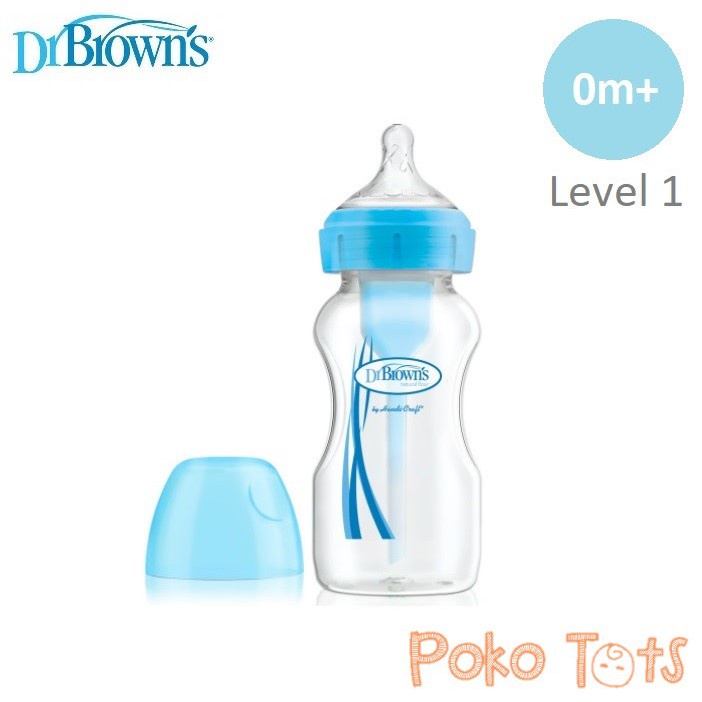 Dr. Brown's Options+ Wide Neck Bottle BLUE 270ml Botol Susu Dr Browns Natural Flow WHS