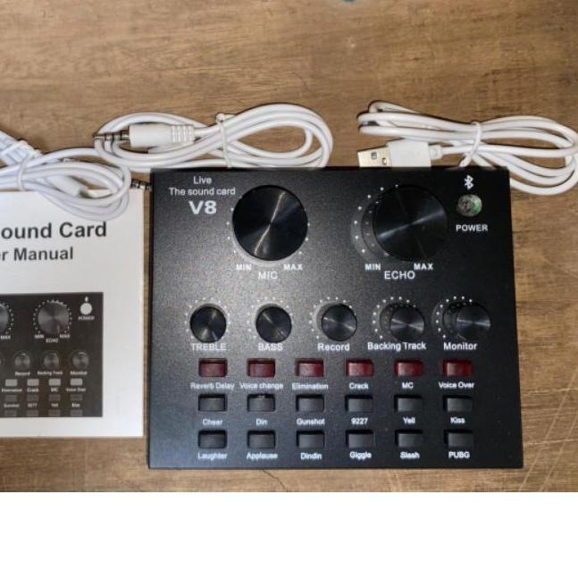 ♪ Sound Card Audio V8 Mixer Bluetooth USB External Soundcard Vlogging r [eXs] ►