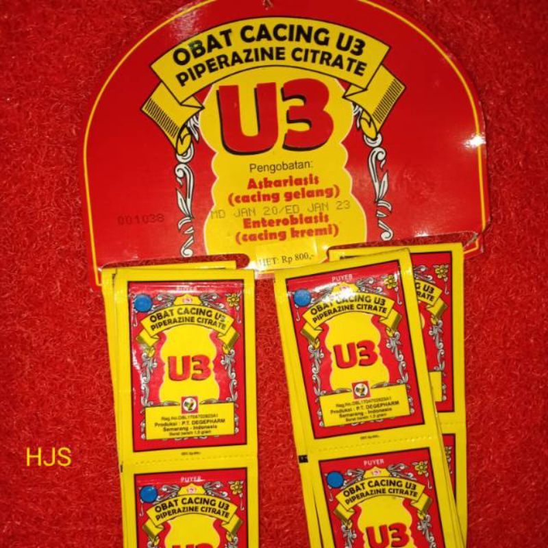 Obat cacing Anak U3 puyer piperazine citrate cap JAGO Murah Promo 1 renteng