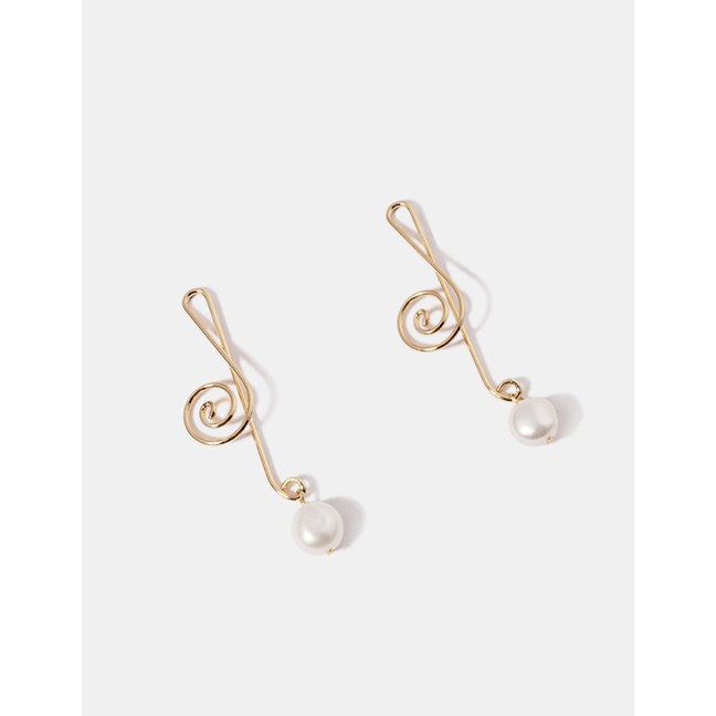 LRC Anting Tusuk Fashion Gold S925 Irregular Geometric Twisted Pearl Earrings F90561