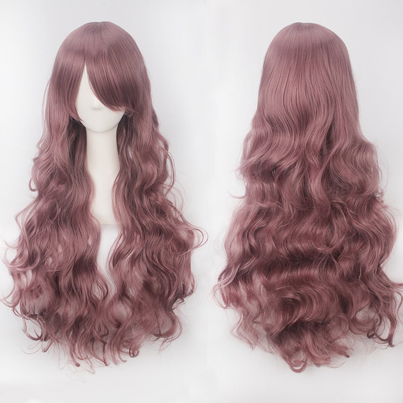 K027 wig base wavy 80 cm curly wanita cosplay rambut palsu daily lolita