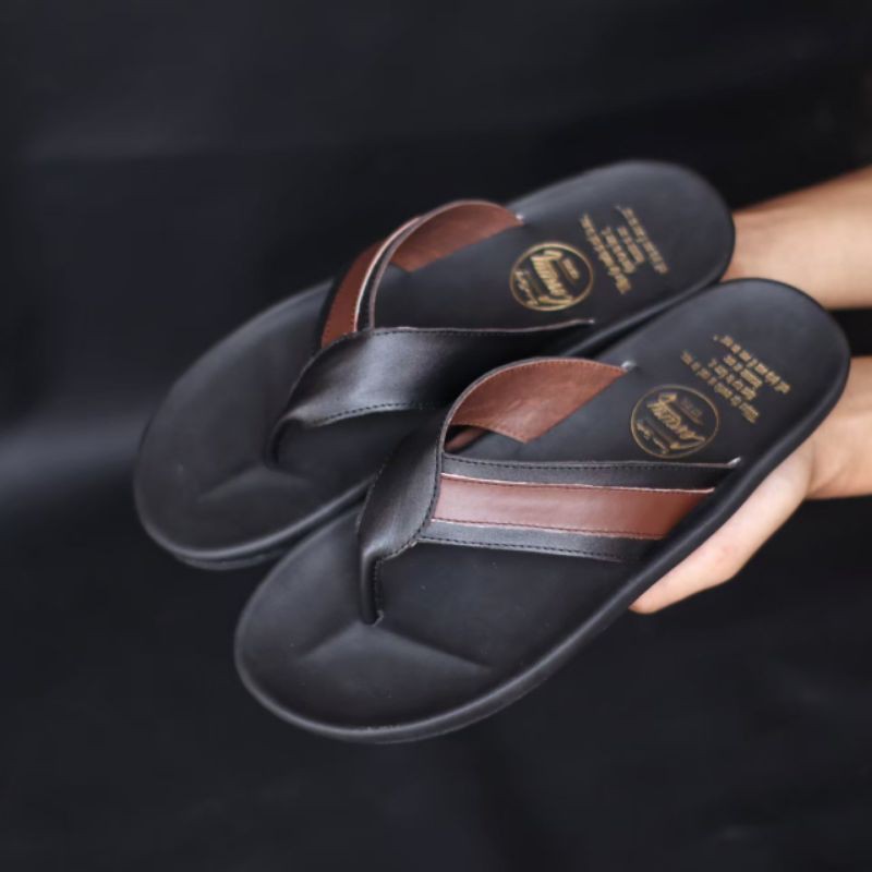 (COD) SANDAL KULIT PRIA 06 CEVANY HITAM COKLAT TAN KULIT SAPI ASLI ORIGINAL