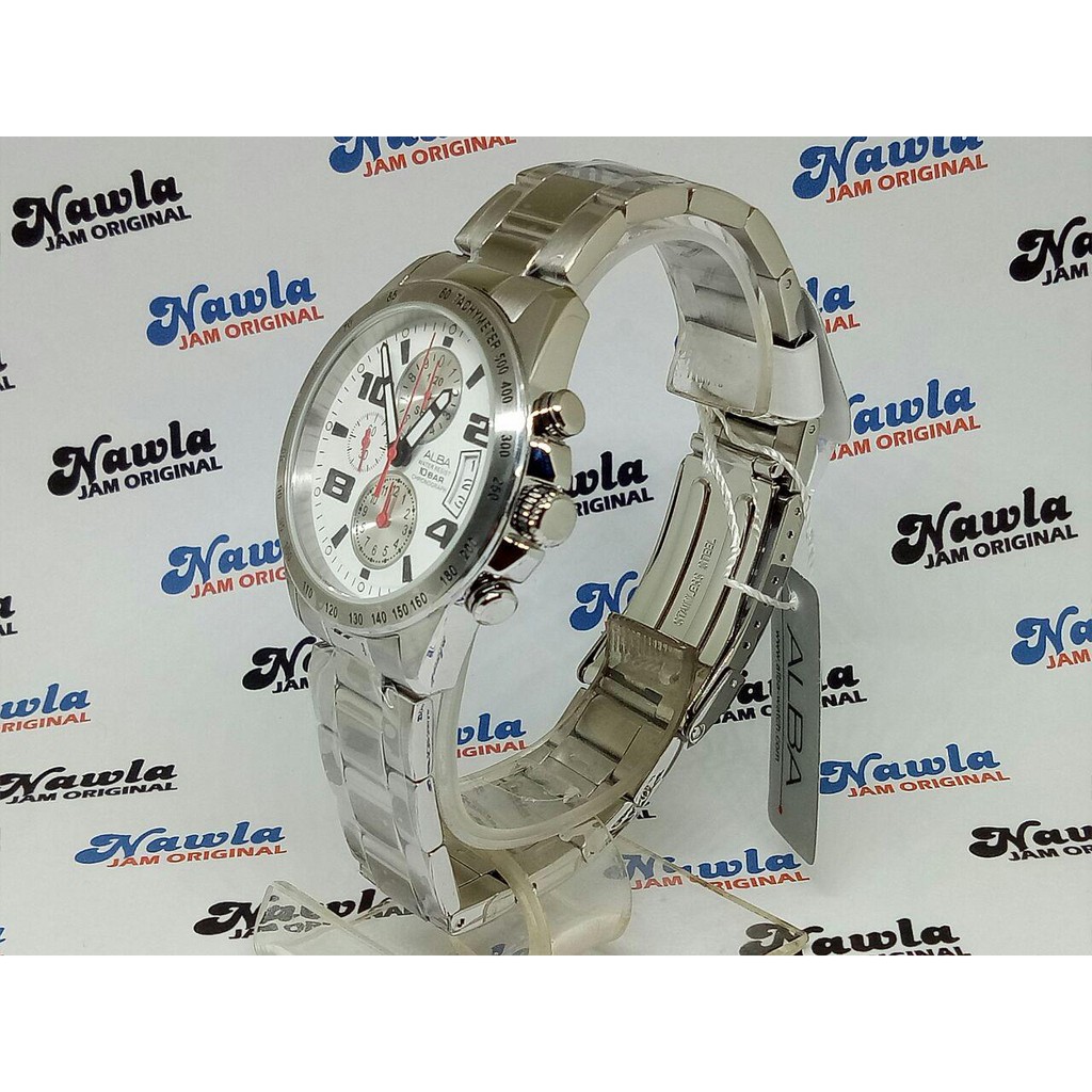 Alba Quartz AF8N05X1 Chronograph White Dial - Jam Tangan Pria AF8N05