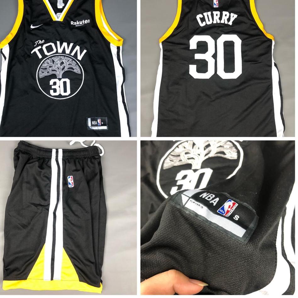 Jersey Basket NBA GSW Town Hitam 'Stephen Curry' ▪ KGT.19Au22ᴬ