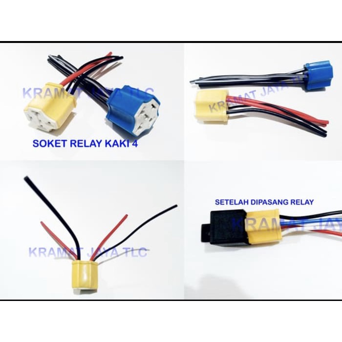 Jual SOKET RELAY KLAKSON FITTING RELAY LAMPU KAKI 4 KERAMIK KABEL BESAR