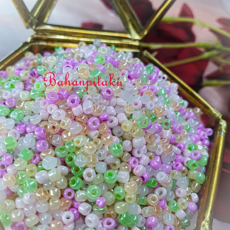 Jual Gram Mote Pasir Ceylon Mm Glass Bead Pastel Mix Warna Warni Manik Manik Meronce