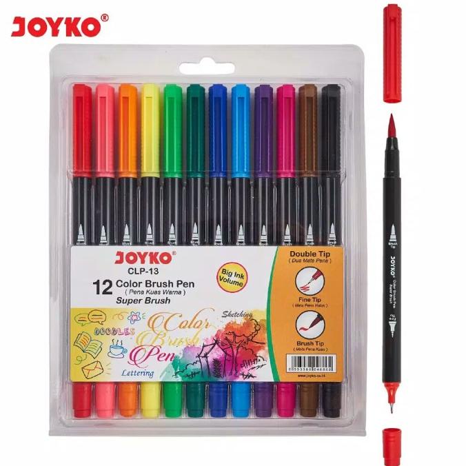 

[[COD]] Color Brush Pen Pena Kuas Warna Joyko CLP-13 12 Warna Color HEMAT Kode 1062