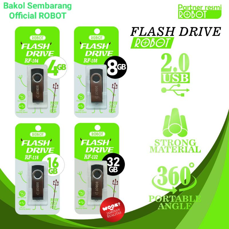 Flashdisk Robot 4GB / 8GB / 16GB / 32GB USB 2.0 FLASH DRIVE Original Bergaransi Resmi ini