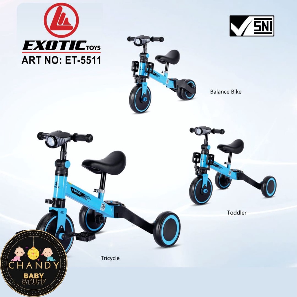 SEPEDA ANAK RODA TIGA BALANCE BIKE ADA MUSIK EXOTIC ET 5511 ( LAMPU )