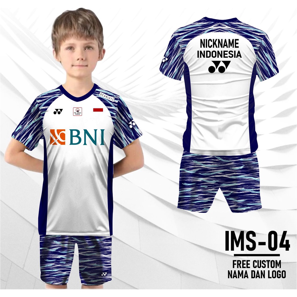 Set jersey dan celana badminton yn ganda putra indonesia masters open anak baju kaos bulu tangkis fa