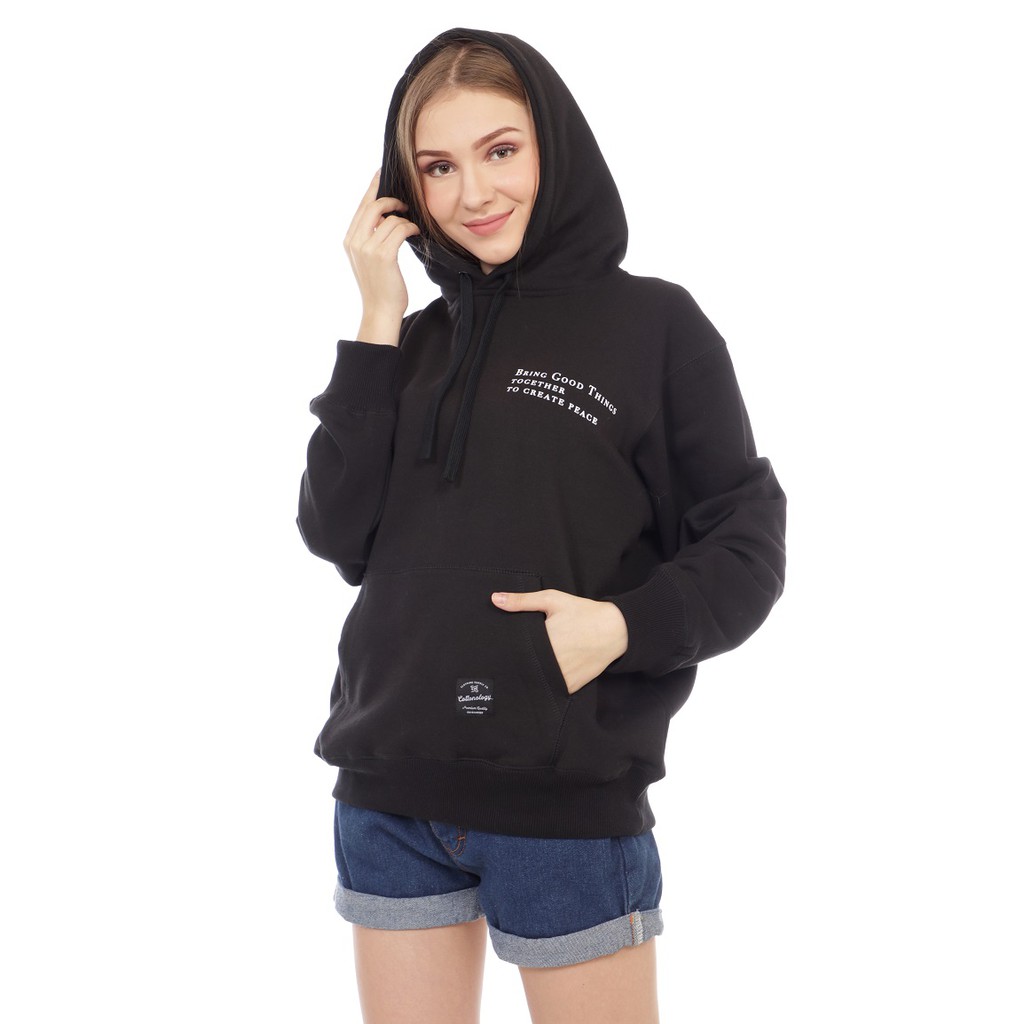 Cottonology Sweater Hoodie Wanita Becka Hitam-1