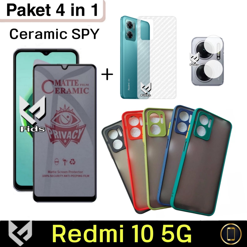 (PROMO) Paket 4 IN 1 Case Xiaomi Redmi 10 5G SoftCase AERO Color Dove Premium Free Anti Gores Layar &amp; Anti Gores Camera &amp; Skin Carbon Handphone