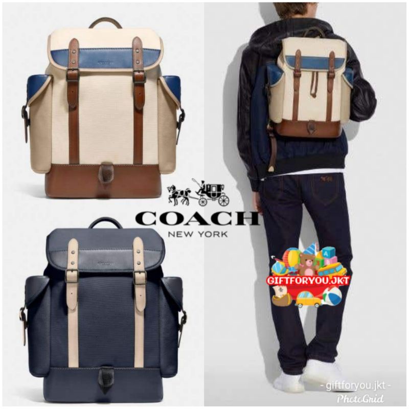 Coach Hitch Backpack Organic Cotton Canvas Tas Punggung Ransel Pria Bag Branded Premium Collection K