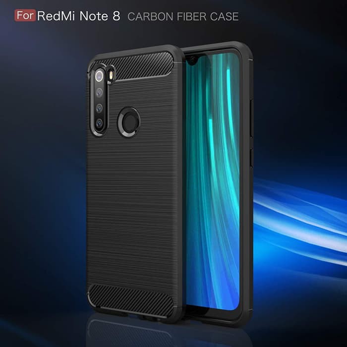 Silicon Case Xiaomi Redmi Note 8 Softcase iPAKY Carbon Cover Casing - Hitam