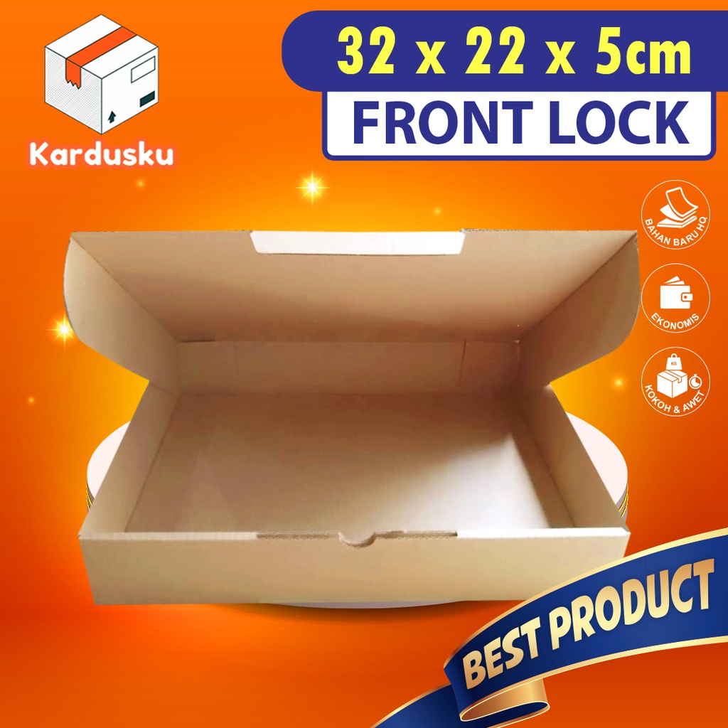 

Kardus Dus uk 32x22x5 cm (ECER) Die Cut Box Kotak Packing Aksesoris Baju Makanan Pizza Hijab Kue