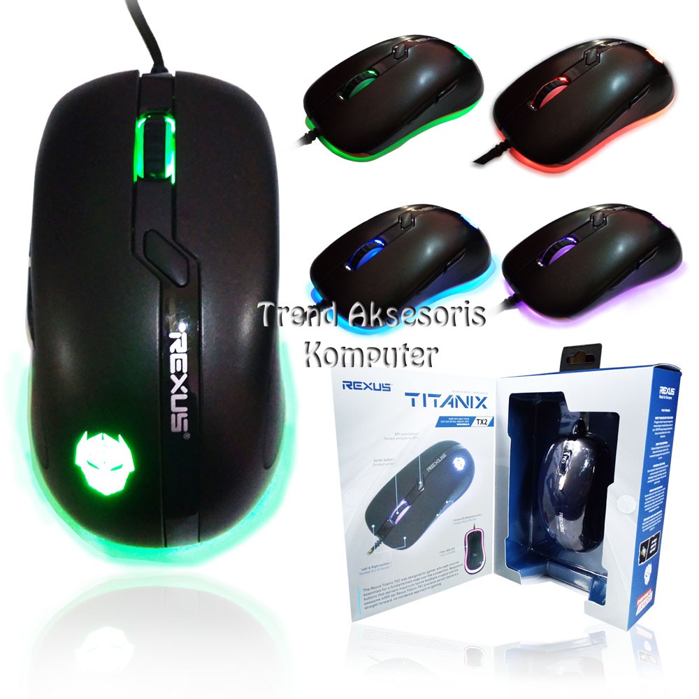 Trend-Rexus Titanix TX2 Macro Gaming Mouse 6D USB with LED - Hitam