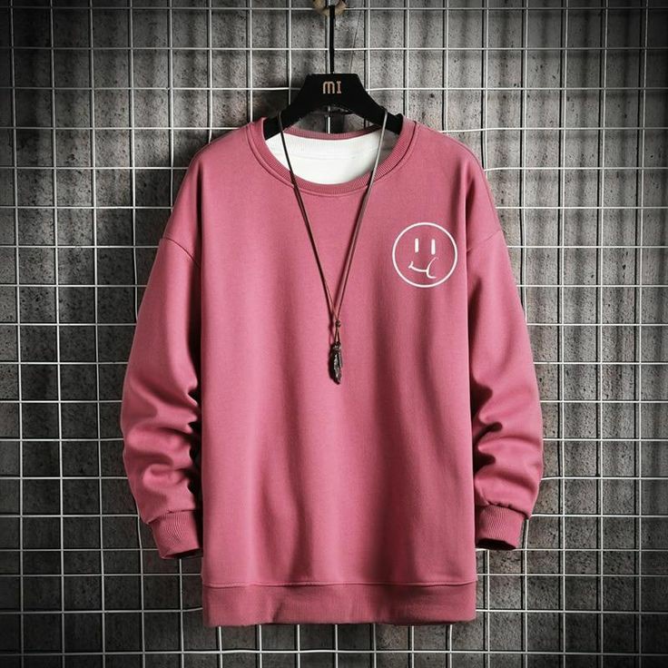 SWEATER BASIC CREWNECK SMILE PRIA WANITA BAHAN FLEECE TEBAL UKURAN S M L XL XXL XXXL