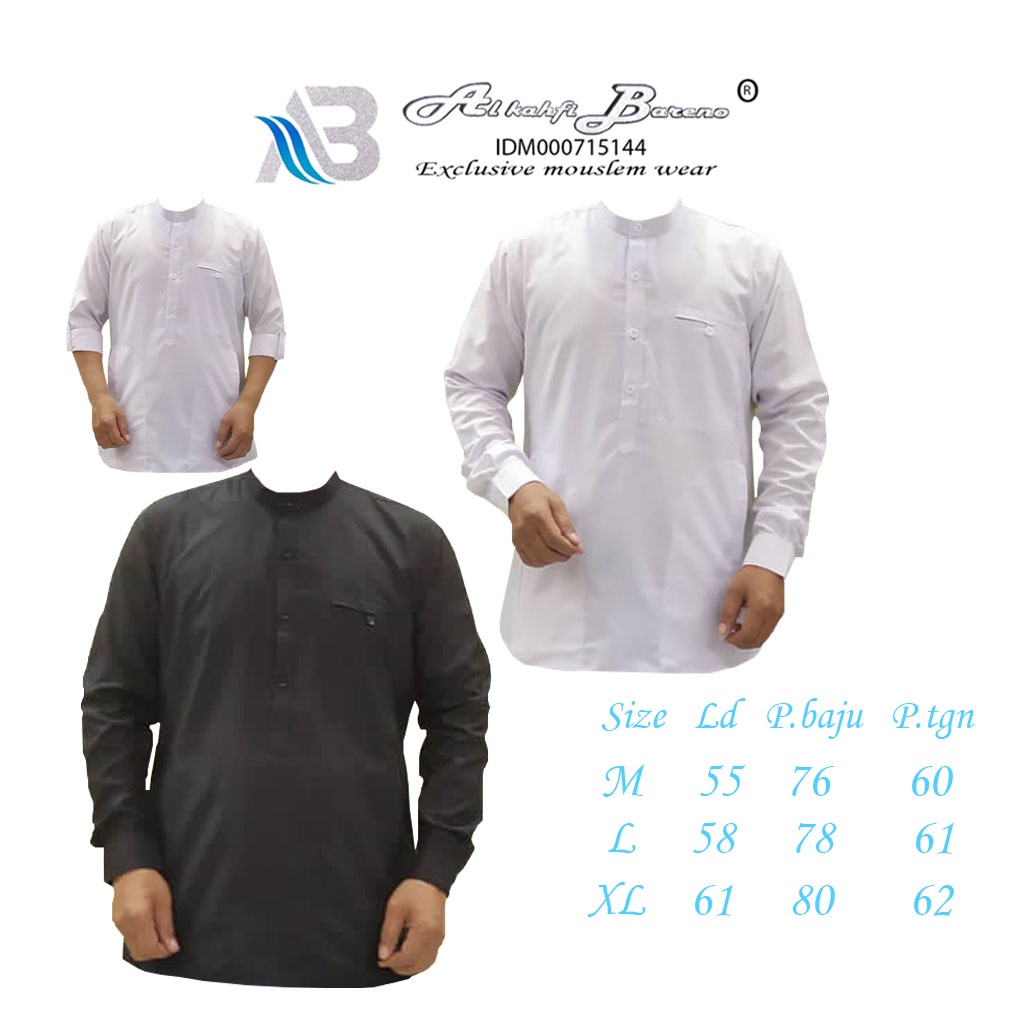 Baju Koko Pria Dewasa Terbaru Kemko Lenggan Panjang Al qadr/ AB Alkahfi Bareno Katun COD