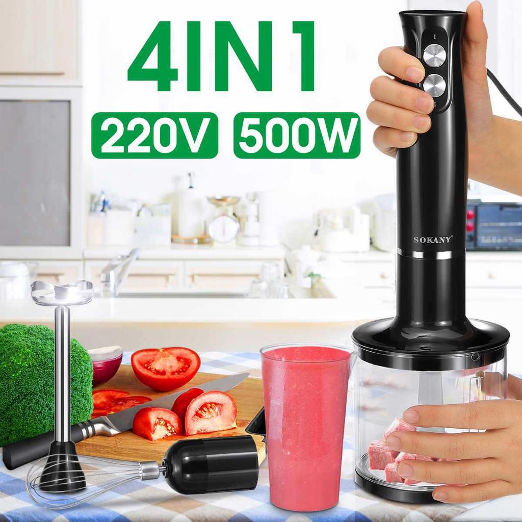 sokany hand blender multifungsi blender tangan stainless steel juicer alat penggiling daging penghalus bumbu 4 in 1