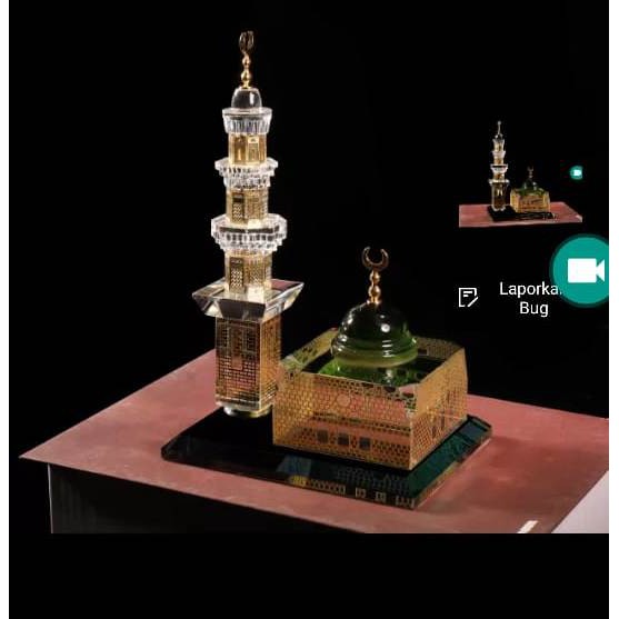 Kristal Miniatur Masjid Nabawi 1 Menara Kaca Promo
