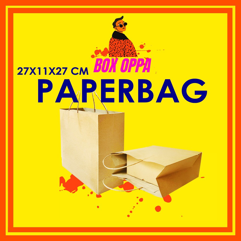 

Paperbag Paper bag square kantong kertas tas coklat polos 27x11x27 cm