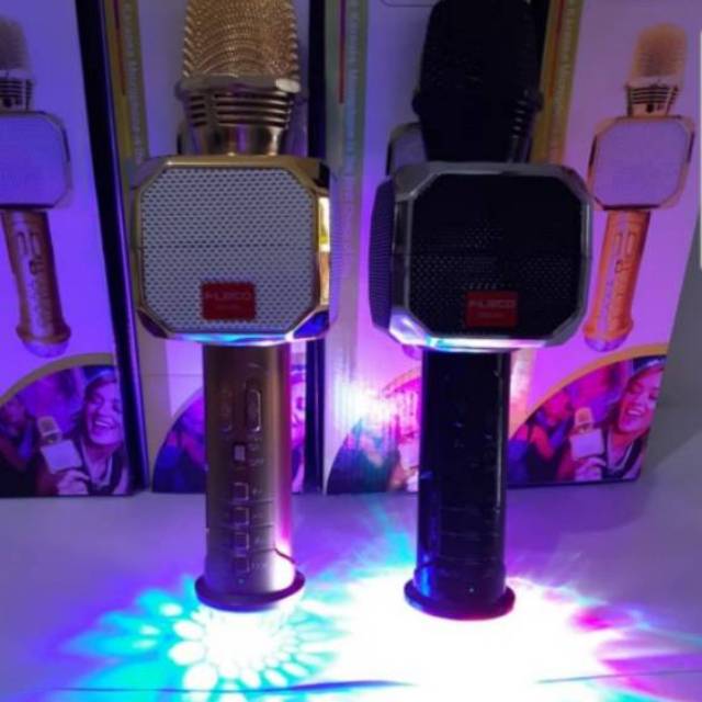 MIC BLUETOOTH FLECO SD10L SMULE WIRELESS KARAOKE/MICROPHONE KTV LAMPU DISCO SD10L SPEAKER PORTABLE