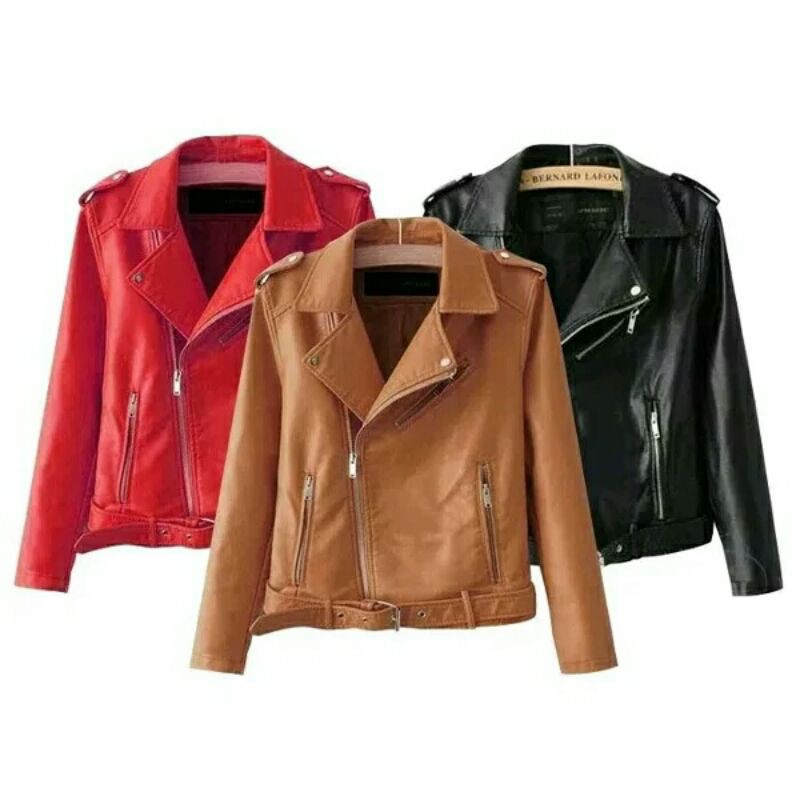 promo jaket kulit wanita raisa black brown