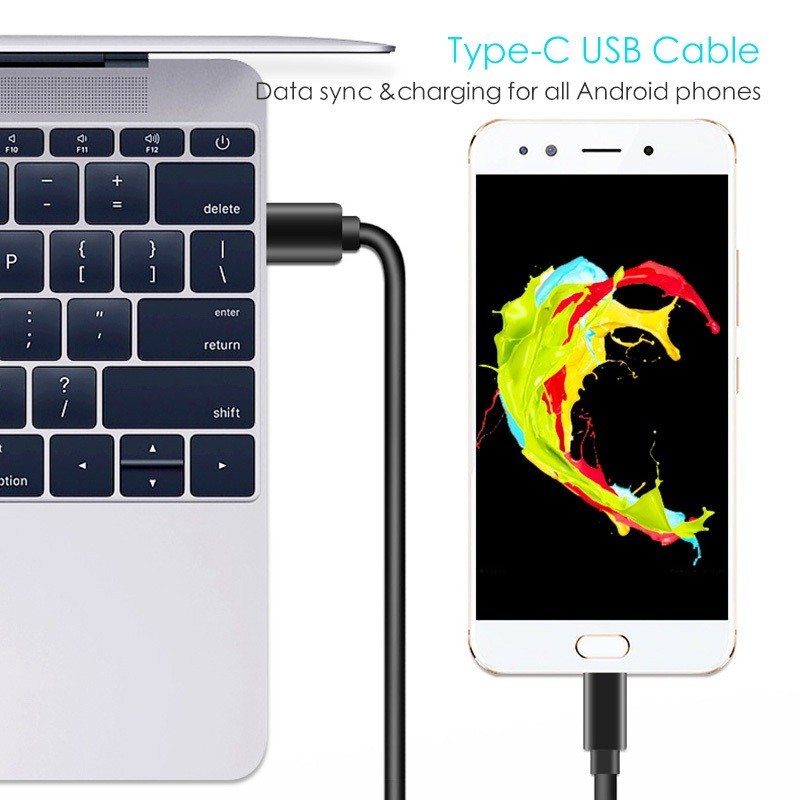 Kabel Data Charger Sync USB Type C - HITAM