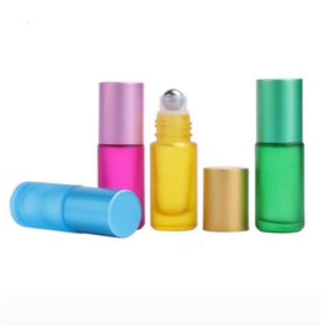 Botol Kaca Roll On 5ml Frosted Doff TEBAL Essential Oil Parfum Parfume Thick Bottle Roller Colorfull