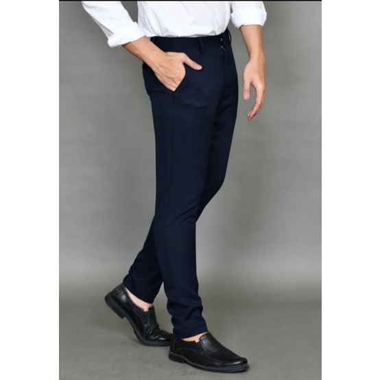 celana panjang formal/kantor pria bahan-wool slim fit