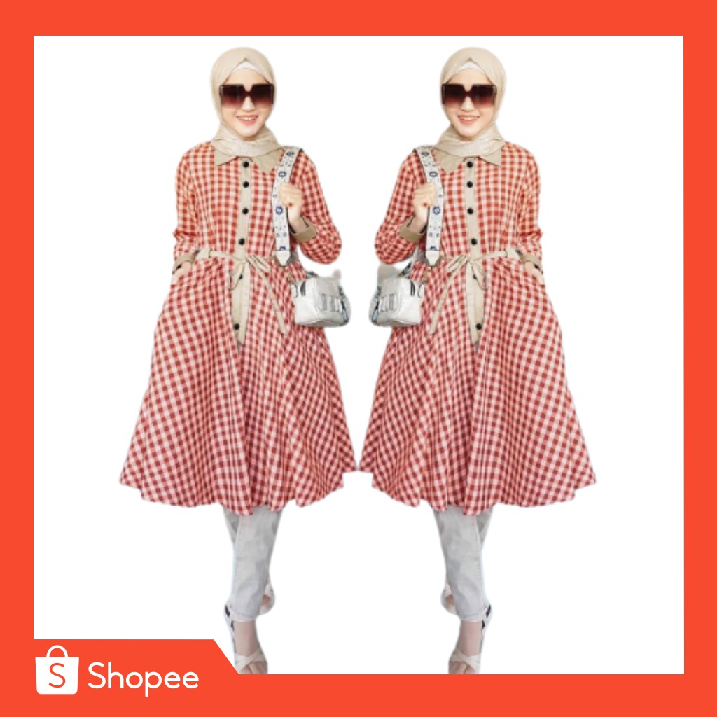 PROMO TERKINI,,,,, TUNIK MUSLIM POLOS KANCING TALI KERUT Tunik berry Hitam/tunik muslim wanita/ata