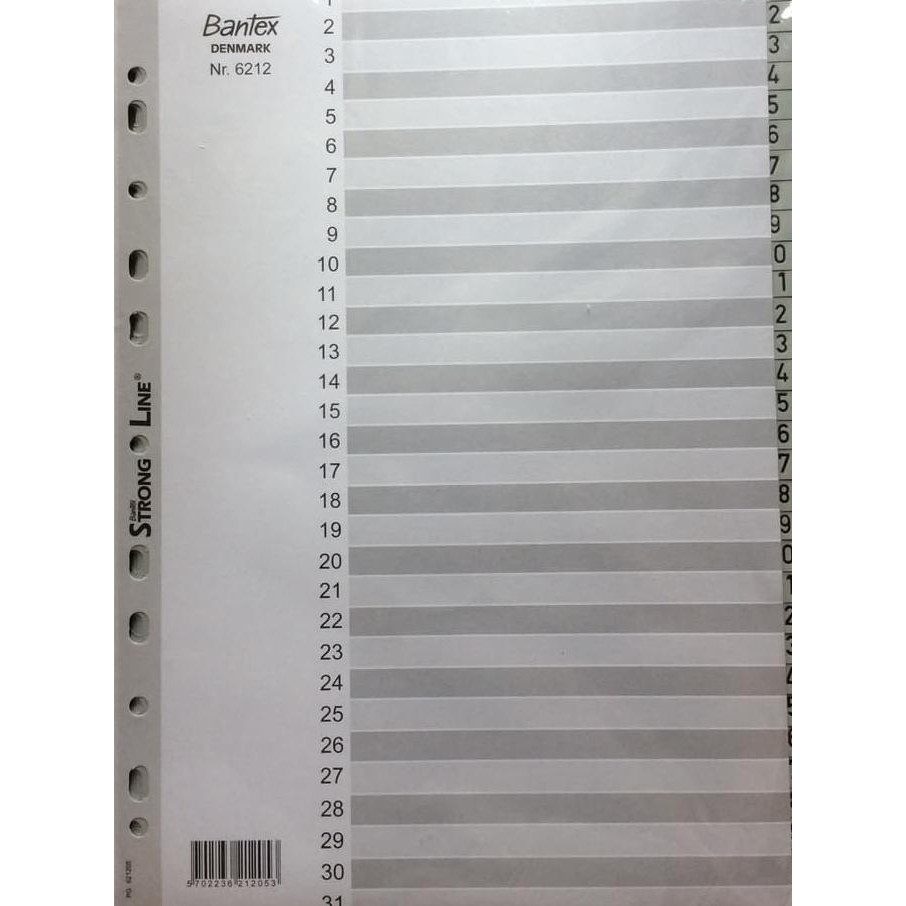 Bantex Numerical Indexes A4 31 Pages (1-31 index) #6212 05