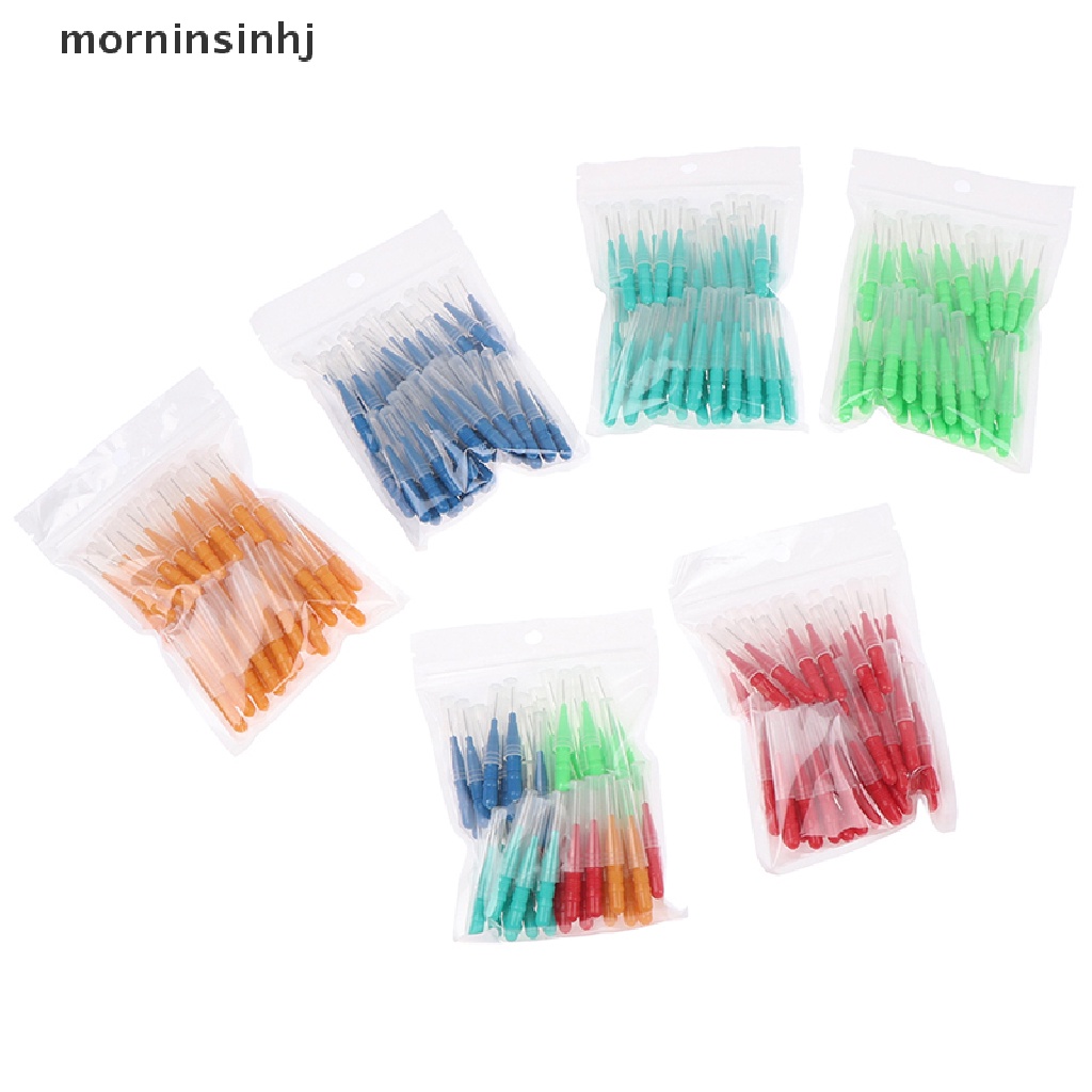 Mornin 50pcs Tusuk Gigi Interdental Bahan Plastik Untuk Kebersihan Mulut