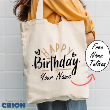 Totebag Blacu - Souvenir / Kado Ulang Tahun - Custom Nama - By Crion