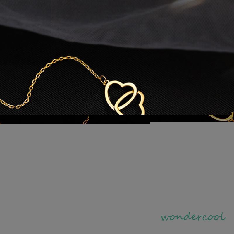 kalung Wanita Cinta Ganda Zirkon Perhiasan Hadiah Pesta Fashion Wanita Sederhana-Won