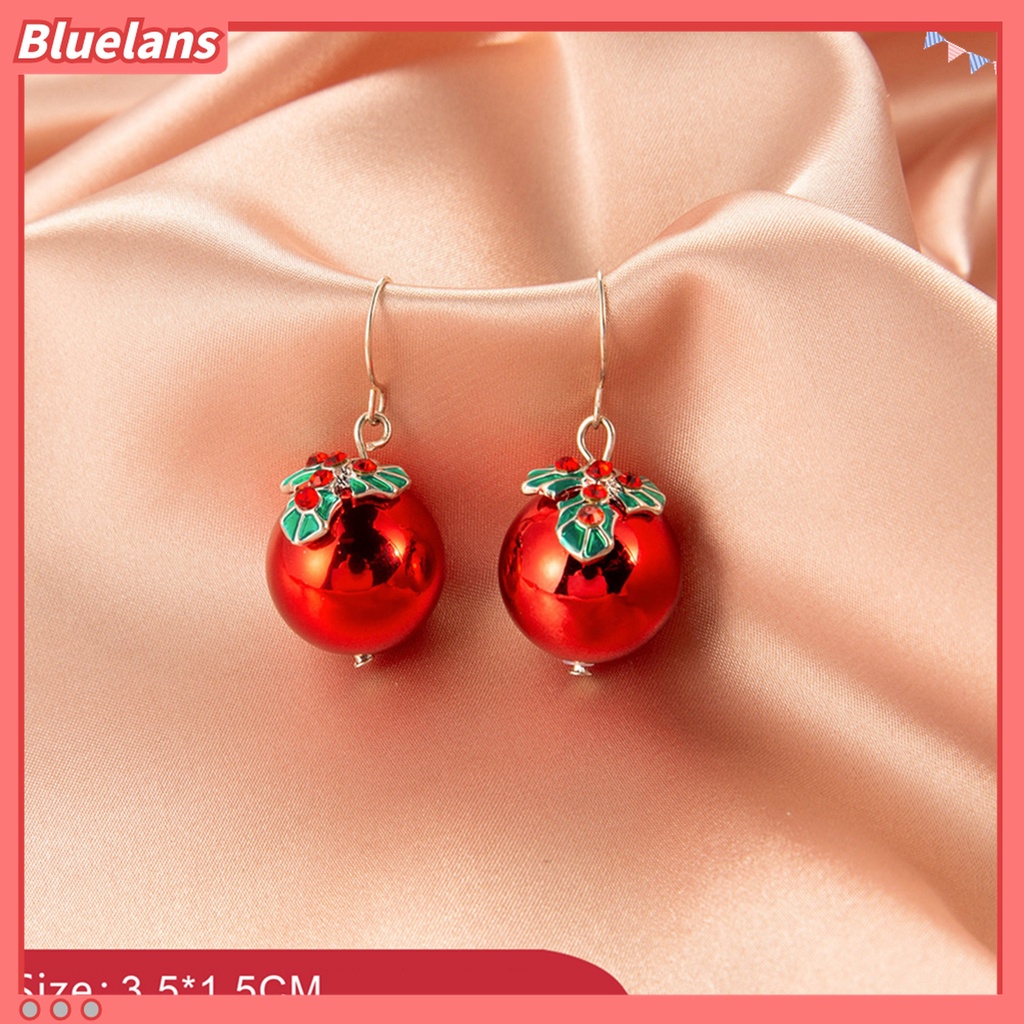 1 Pasang Anting Stud Desain Pohon Natal Snowman Bell Untuk Wanita