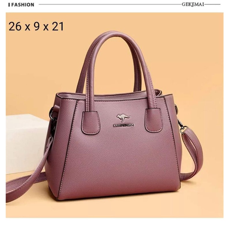 TAS SELEMPANG 2 RUANG WANITA TOP HANDBAGS MOTIF POLOS LOGO KANGGURU