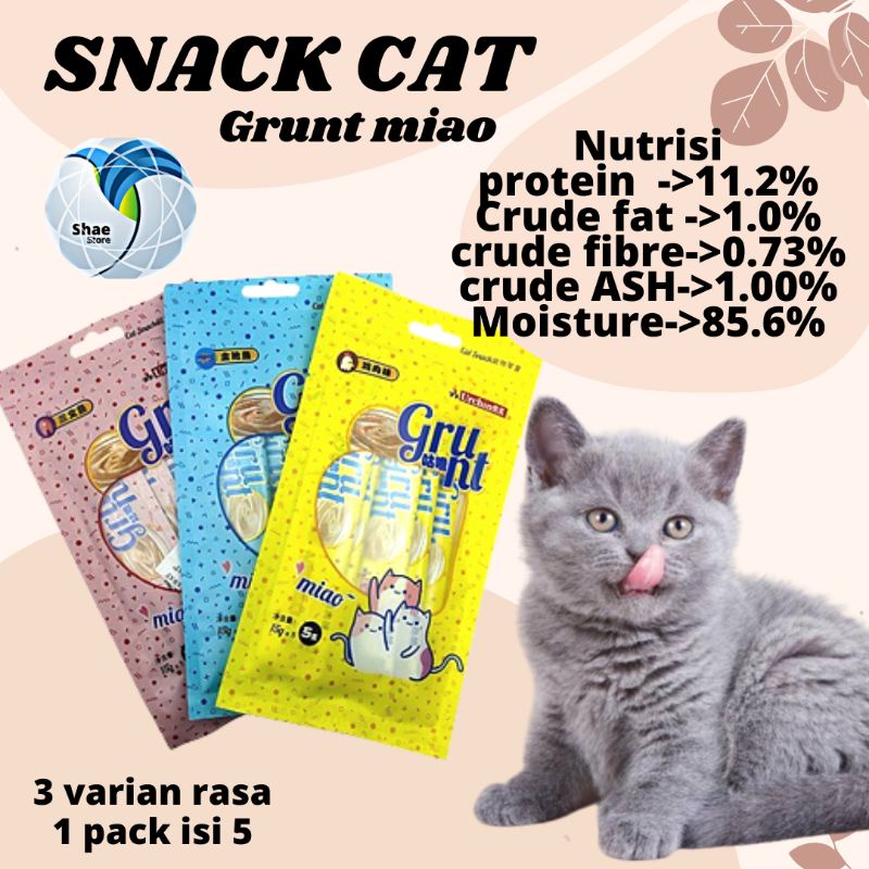 5 Pcs Makanan Basah Kucing Miao Grunt 15 gr | Makanan Ringan Kucing setara MeO Snack Kucing | Vitamin Basah Kucing Cat | Snack