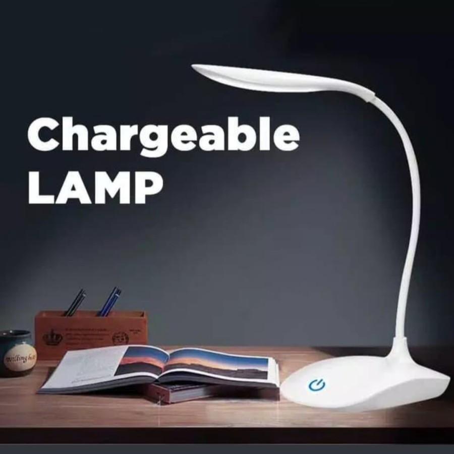 Lampu meja belajar 14 LED 3 mode sentuh rechargeable desktop lamp baca aksesoris interior kamar home