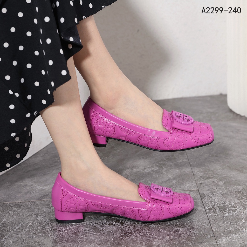 TB Leather Logo-Bow Block Heel A2299-240