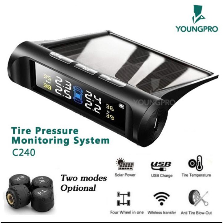 YOUNGPRO TPMS C240 C240I C260 C270 C500 ​​PENGUKUR Tekanan Ban Monitoring System Surya TPMS