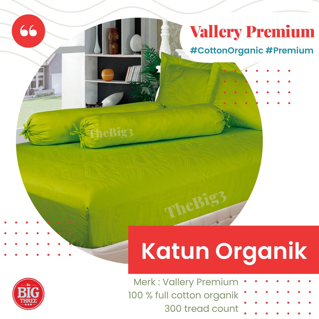 Vallery Premium Sprei 100% Katun Organik 180x200 Tinggi 30 cm - SP T30 King 180 Polos Emboss Merah