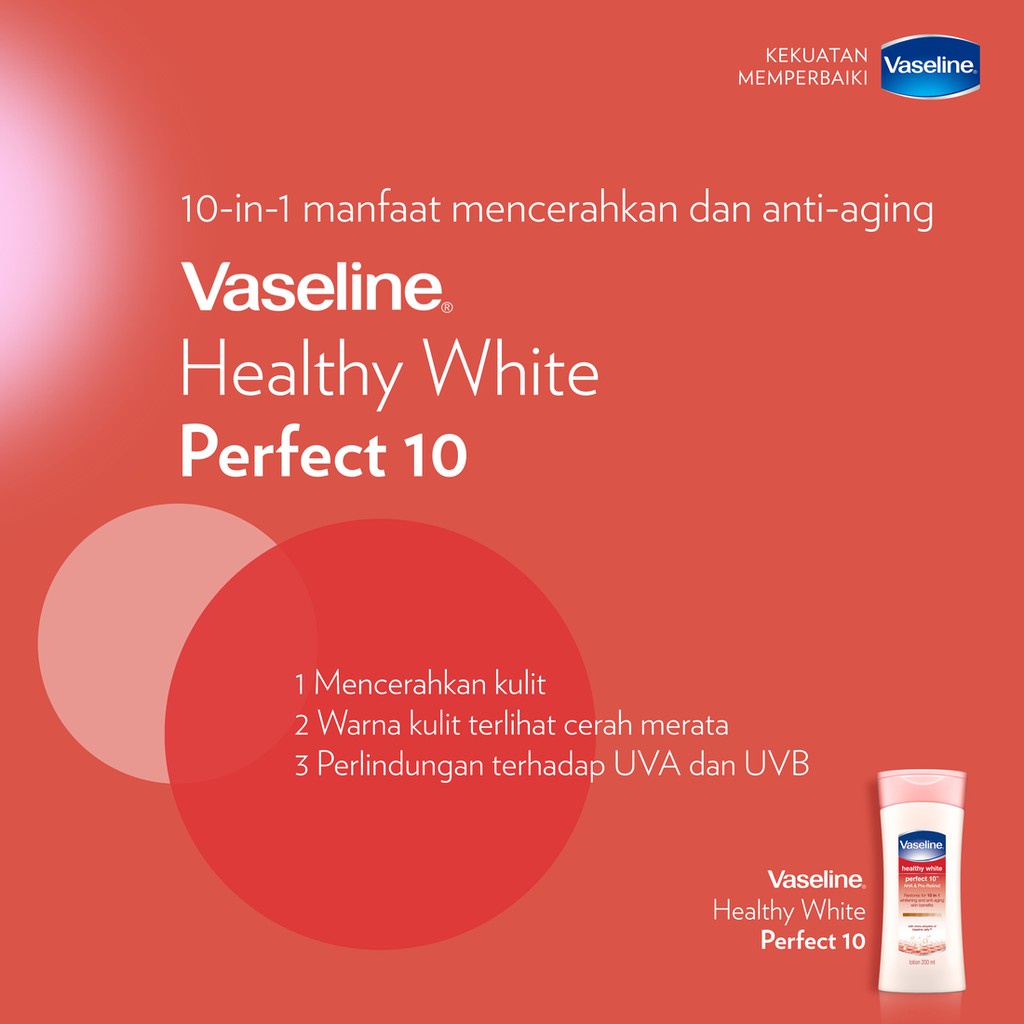 VASELINE HEALTHY BRIGHT PERFECT 10 AHA 200ML HAND BODY LOTION KOSMETIK