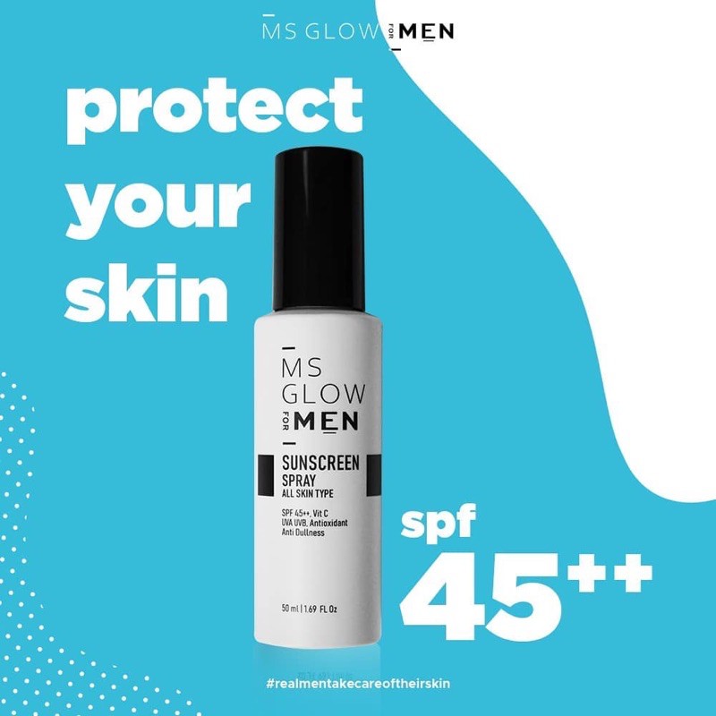 SUNSCREEN SPRAY SPF 45++ MS GLOW MEN MS MEN TABIR SURYA SEMPROT UNTUK PRIA MSGLOWMEN ORIGINAL 100%