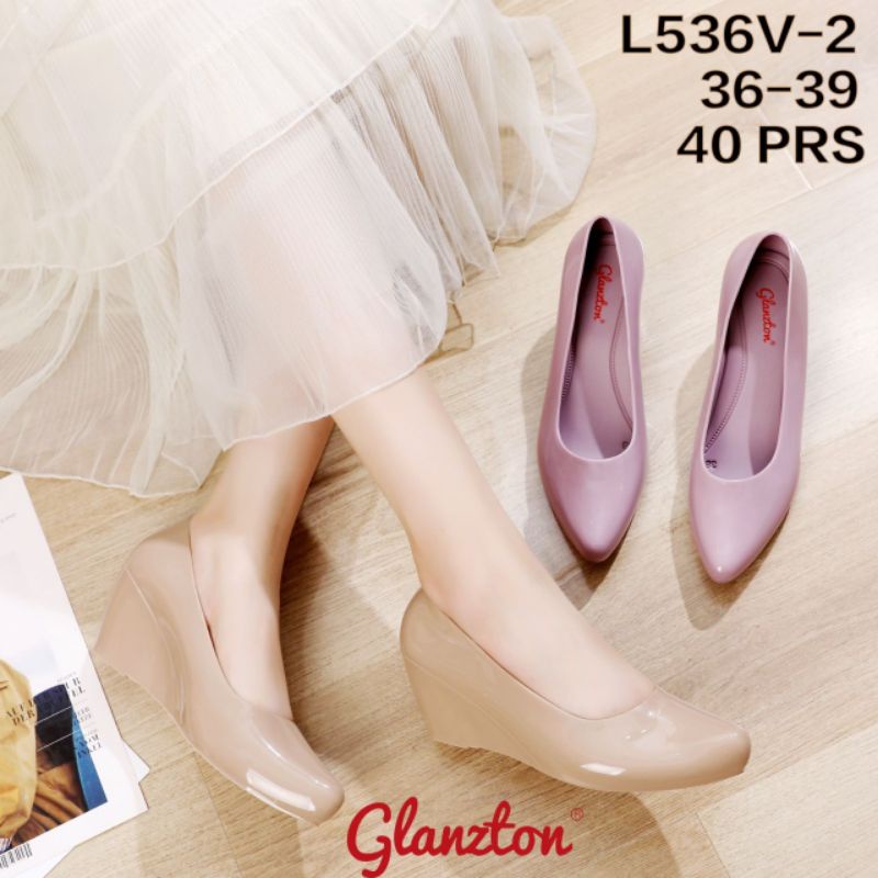 12.12 Birthday Sale L536 Sepatu Jelly Wedges Glanzton Import (Glossy)