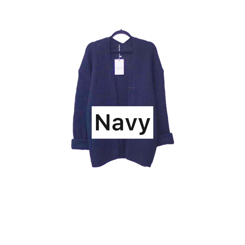 KARDIGAN RAJUT WANITA OVERSIZED / LOOCY POCKET CARDIE OVERSIZED PREMIUM-Navy