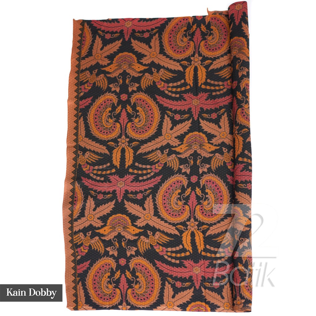 BAHAN BATIK PREMIUM Dobby Dobi Dobbi Dolbi Motif Burung Warna Hitam Orange Merah 721012 Cap 72 Jarik Jarit Samping Kebat Panjang Batik Dobby Modern Premium Bahan Seragam Batik Pernikahan Kantor Keluarga Murah Kamen Jadi Batik Bali Lembaran