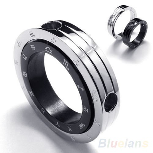 Pria Stainless Steel Constellation Double Ring Pendant Bola Rantai Kalung Hadiah