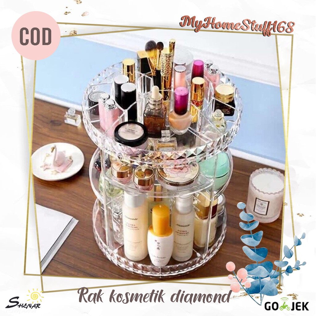 SHENAR Rak Kosmetik Putar 360 Derajat HIGH QUALITY / Rak Kosmetik ACRYLIC DIAMOND