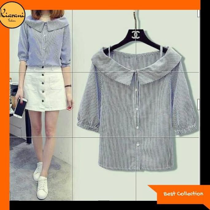 BURUAN ATASAN BLOUSE LENGAN SERUT 917 / BAJU ATASAN BLOUSE 917 - BIRU HARGA SPESIAL